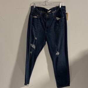 Levi's Dark Blue Ripped Boyfriend Jeans